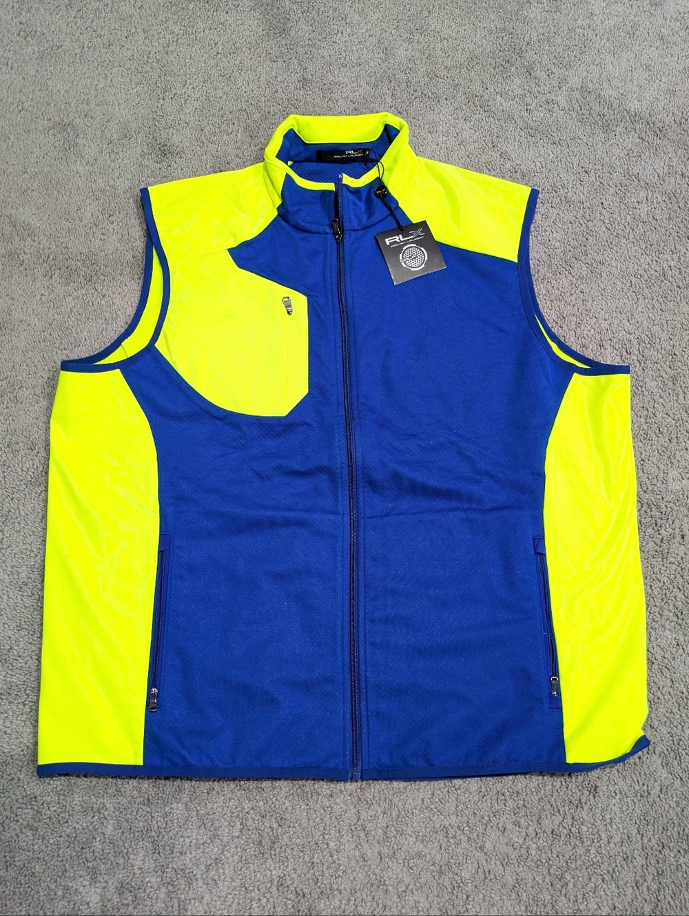 NEW RLX Ralph Lauren Vest Full Zip Golf Lightweight Performance Mens XXL Neon